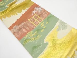 アンティーク　垣根に松模様織り出し袋帯（着用可）